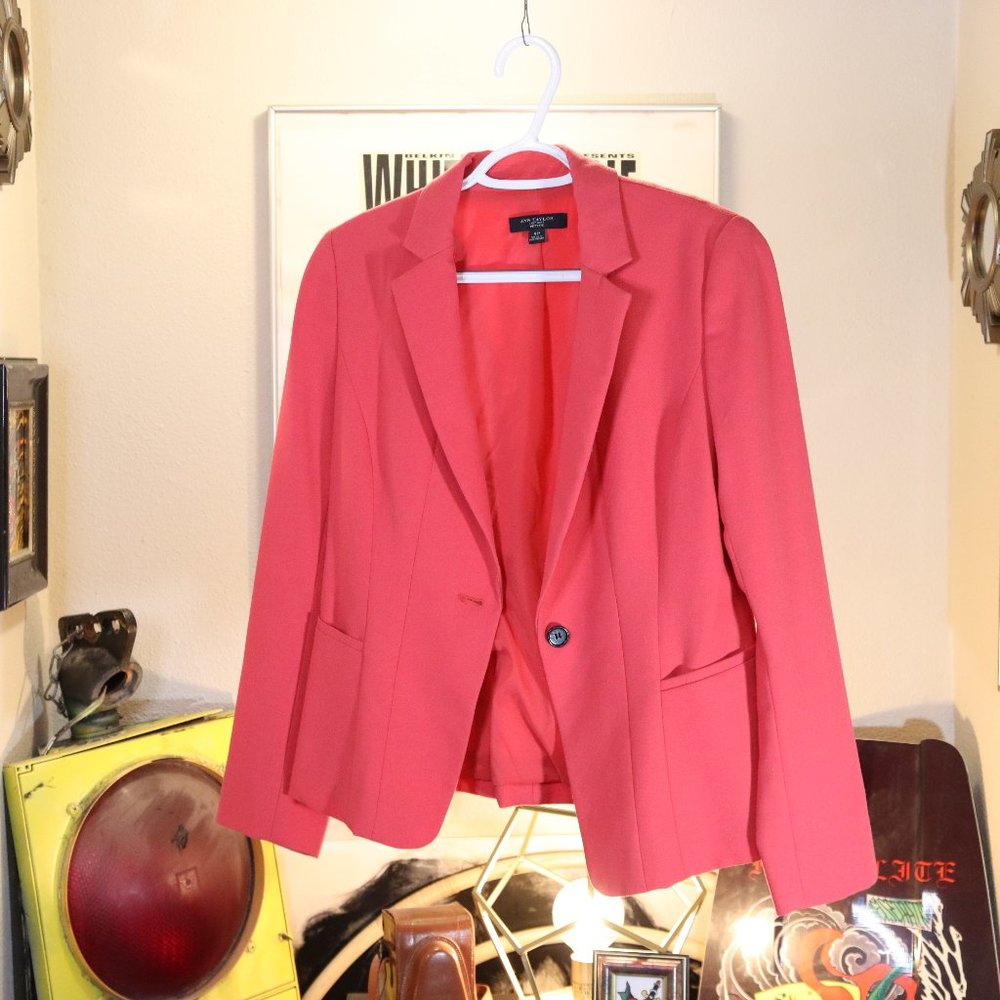 Ann Taylor Pink Blazer with Black Buttons